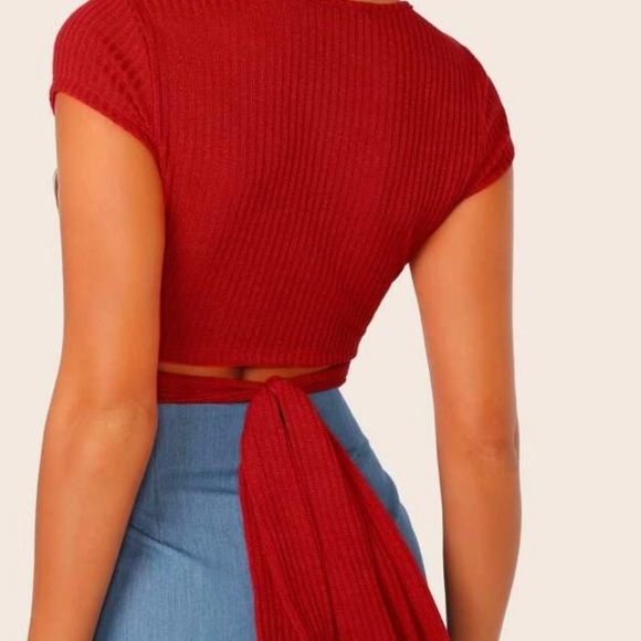 RED WRAP TOP - Picture 5 of 6
